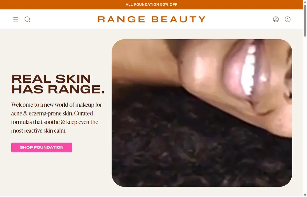 Range Beauty homepage, a Atlanta operator-led brand we admire (not a Digital Heroes client)