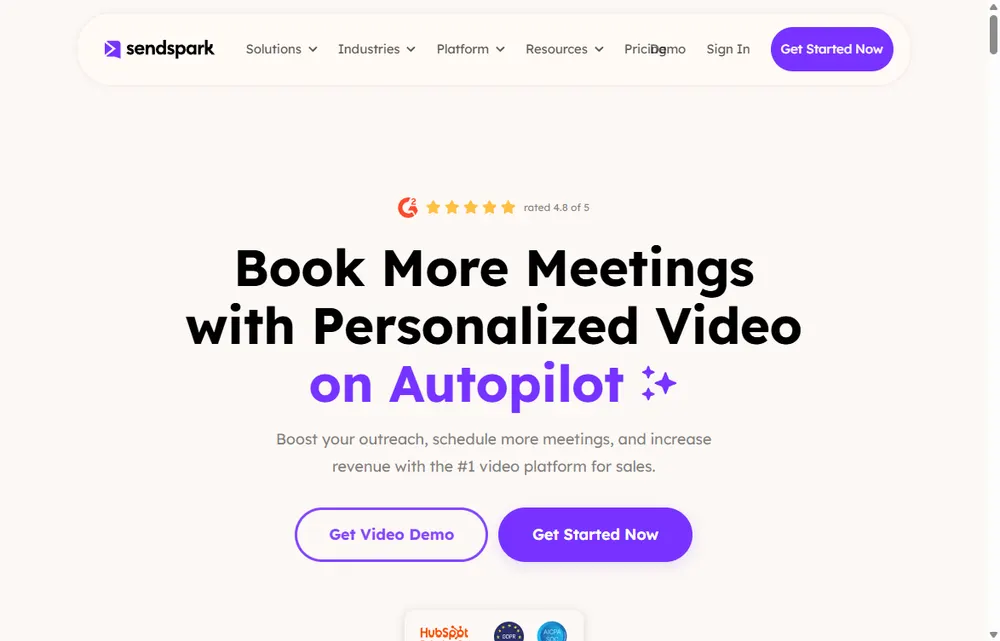 Sendspark SaaS homepage, an Austin async-video product we admire (not a Digital Heroes client)