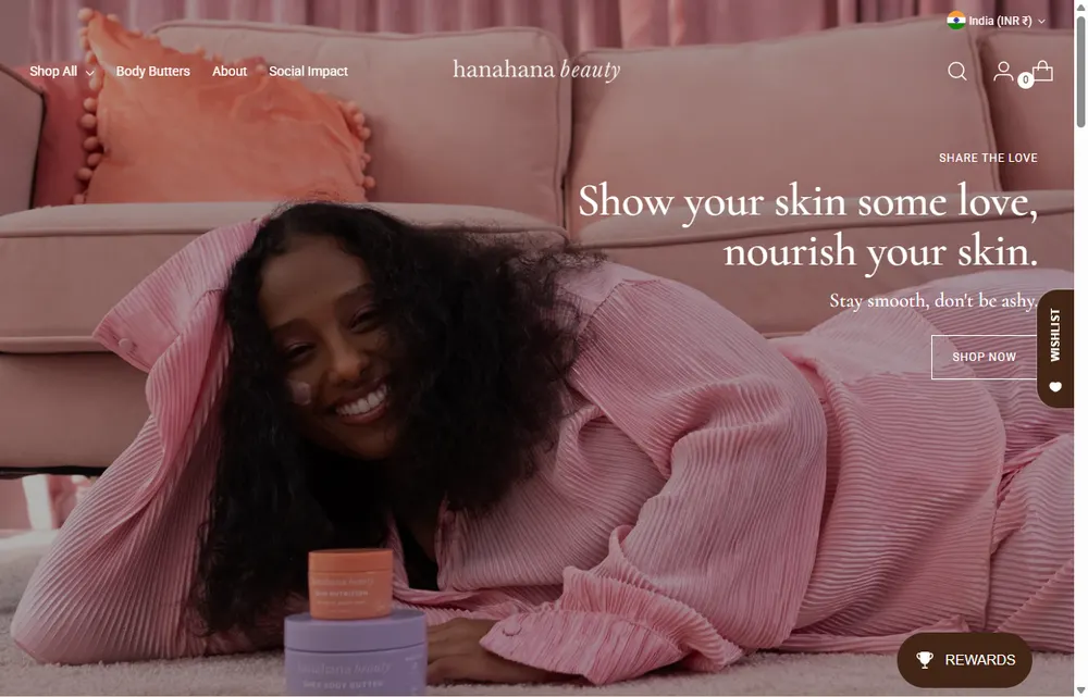 Hanahana Beauty homepage, a Chicago operator-led brand we admire (not a Digital Heroes client)
