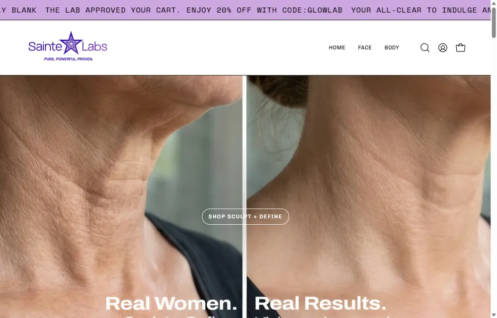 Sainte Labs homepage, a Los Angeles operator-led brand we admire (not a Digital Heroes client)