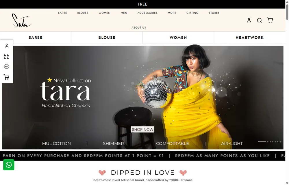 Suta homepage, a Mumbai operator-led brand we admire (not a Digital Heroes client)