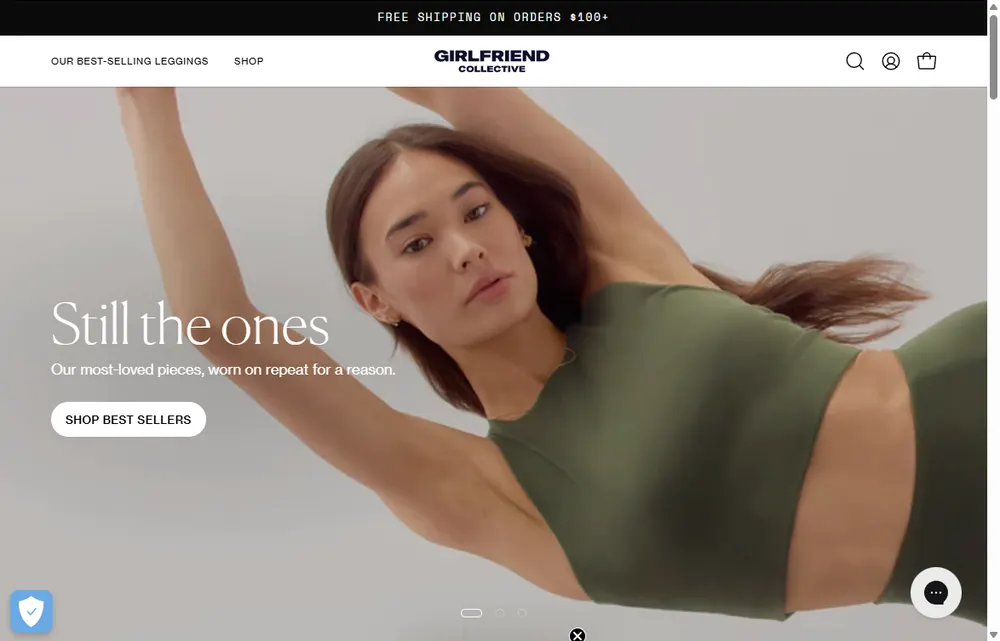 Girlfriend Collective homepage, a Seattle operator-led brand we admire (not a Digital Heroes client)
