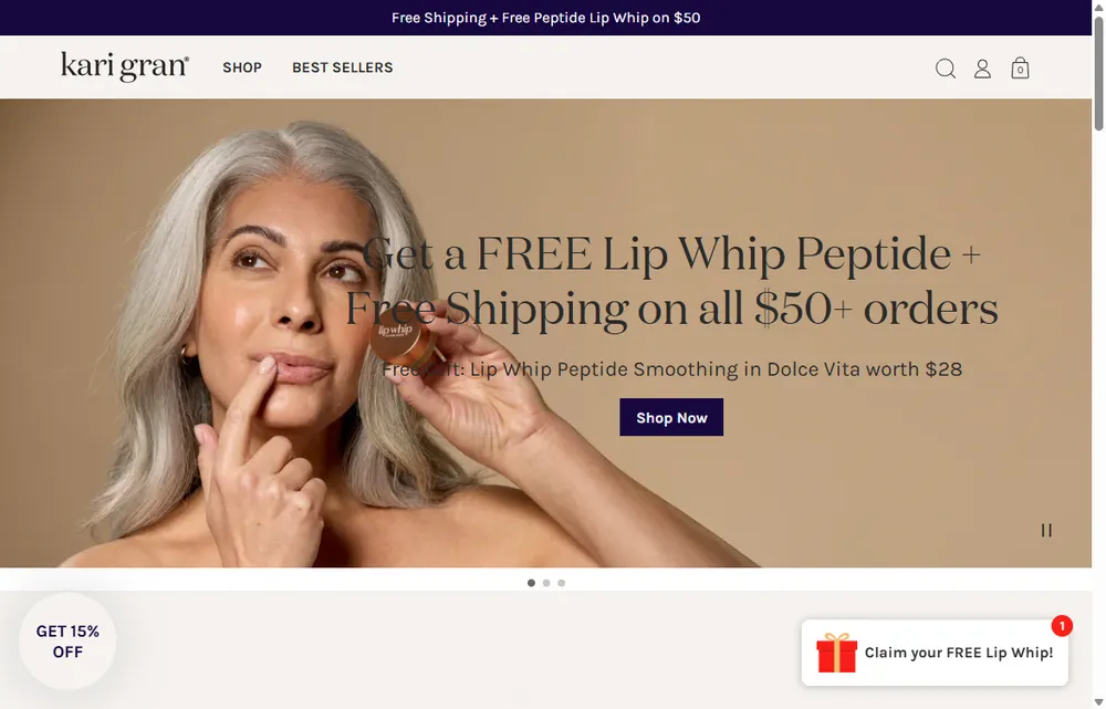 Kari Gran Skin Care homepage, a Seattle operator-led brand we admire (not a Digital Heroes client)