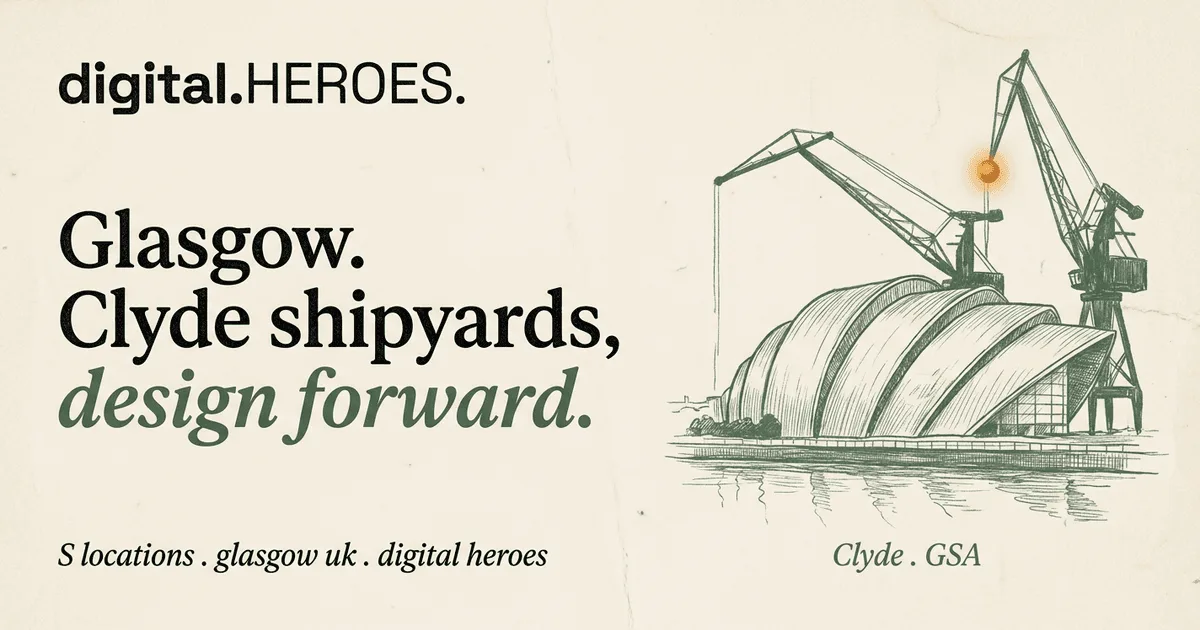 SEC Armadillo aluminium ribbon-shells with River Clyde shipyard cranes — Digital Heroes Shopify development for Glasgow clients